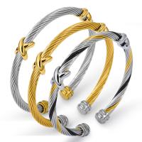 Stainless Steel Cuff Bangle, forgyldt, mode smykker & vævet mønster, flere farver til valg, nikkel, bly & cadmium fri, Solgt af PC
