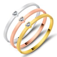 Stainless Steel Bangle, Heart, plated, fashion jewelry & Unisex & with rhinestone, more colors for choice, Sold By PC