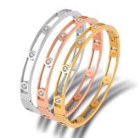 Stainless Steel Bangle plated fashion jewelry & with rhinestone & hollow Sold By PC