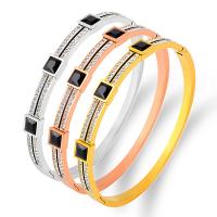 Stainless Steel Bangle, plated, fashion jewelry & with rhinestone, more colors for choice, Sold By PC