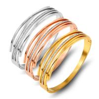 Stainless Steel Bangle, plated, fashion jewelry & with rhinestone, more colors for choice, Sold By PC