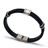 Silicone Bracelets, Stainless Steel, with Silicone, plated, Adjustable & for man, mixed colors, Length:22 cm, Sold By PC