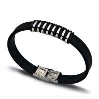 acier inoxydable bracelet, avec silicone, Placage, Réglable & pour homme, couleurs mélangées, Longueur 20.5 cm, Vendu par PC