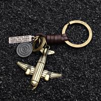 Tibetan Style Key Clasp, with Leather, Airplane, plated, Unisex, mixed colors, 115mmuff0c55mmuff0c33mm, Sold By PC