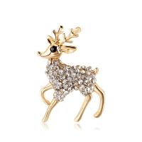 Rhinestone Brooch, Tibetan Style, Deer, for woman & with rhinestone, mixed colors, 39x32mm, Sold By PC