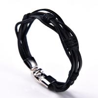 Bracelet cordon en cuir, alliage de zinc, avec Cuir, Placage, multicouche & unisexe, couleurs mélangées, 210x10mm, Vendu par PC