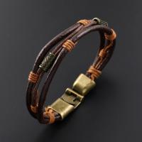 PU Leather Cord Bracelets Zinc Alloy with PU Leather three layers & for couple Length 20 cm Sold By PC
