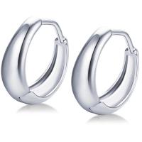Brass Hoop Earring Teardrop plated for woman silver color Sold By Pair