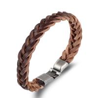 Leather Cord Bracelet, Tibetan Style, with Leather, printing, Unisex, more colors for choice, Length:22.5 cm, Sold By PC