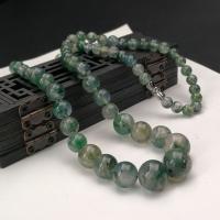 Pulpe d'herbe collier de chandail, Rond, naturel, poli & perles graduées & unisexe, vert d'herbe, 48mm, Vendu par 38 cm brin
