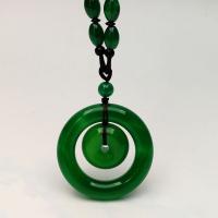 Calcédoine verte collier de chandail, naturel, poli & unisexe, vert, 50mm, Longueur 42 cm, Vendu par PC