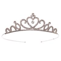 Bridal Tiaras, Tibetan Style, Crown, plated, for woman & with rhinestone, silver color, 13x35mm, Sold By PC