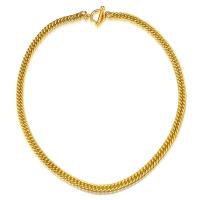 Titan stål halsband, 14K guldpläterad, mode smycken & för kvinna, 7mm, Såld Per Ca 17.7 inch Strand