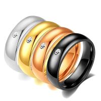 Titantium Steel δάχτυλο του δακτυλίου, Από ανοξείδωτο χάλυβα, επιχρυσωμένο, διαφορετικό μέγεθος για την επιλογή & για τη γυναίκα & με στρας, περισσότερα χρώματα για την επιλογή, 5mm, Μέγεθος:5-13, Sold Με PC