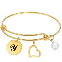 Titanium Steel Bracelet & Bangle, with Plastic Pearl, Heart, plated, adjustable & different styles for choice & for woman, 63mm, 20mm, 15mm, 8mm, Sold By PC