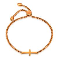 Titan stål armband, Cross, plated, Justerbar & box kedja & för kvinna, fler färger för val, 8mm, Såld Per Ca 6.3-9.8 inch Strand