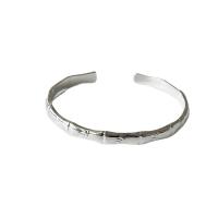 Brass Cuff Bangle Bamboo silver color plated Adjustable & for woman Sold By PC