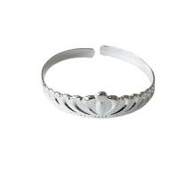 Brass Cuff Bangle, silver color plated, Adjustable & crown design & for woman, Sold By PC