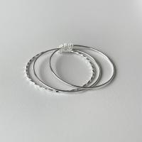 Brass Bracelet & Bangle, silver color plated, three layers & for woman, 56mm, Sold By PC