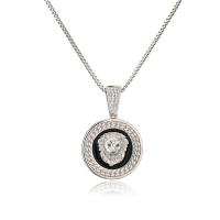 Cubic Zircon Micro Pave Brass Necklace, Lion, plated, micro pave cubic zirconia & for woman & enamel, more colors for choice, 25x38mm, Length:Approx 15.74 Inch, Sold By PC