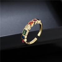 Cubic Zircon Brass prst prsten, Mosaz, 18K pozlacené, Nastavitelný & různé styly pro výběr & micro vydláždit kubické zirkony & pro ženy, Prodáno By PC