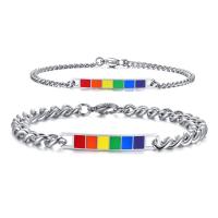 Couple Bracelet and Bangle, Stainless Steel, plated, rainbow design & Unisex & enamel, more colors for choice, Sold By PC