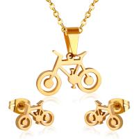 Fashion Stainless Steel Jewelry Sets Stud Earring & necklace Bike plated cross chain & for woman Length 17.72 Inch Sold By Set