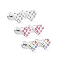 Stainless Steel Stud Earrings, Heart, plated, for woman & with rhinestone, more colors for choice, Sold By Pair