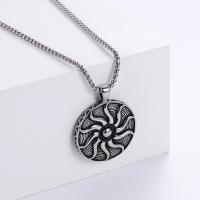 Stainless Steel Jewelry Necklace, Round, fashion jewelry & sun design & for man, more colors for choice, 43x55x9mm, Sold By PC