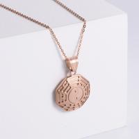 Stainless Steel Jewelry Necklace 304 Stainless Steel Polygon plated fashion jewelry & ying yang & for woman rose gold color Length 17.72 Inch Sold By PC