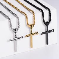 Stainless Steel Jewelry Necklace, 304 Stainless Steel, Cross, polished, fashion jewelry & for man, more colors for choice, 54x30mm, Length:23.62 Inch, Sold By PC