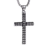 Ожерелье из нержавеющей стали , Нержавеющая сталь 304, Kресты, ювелирные изделия моды & Мужский, оригинальный цвет, 31x53x6mm, длина:23.62 дюймовый, продается PC