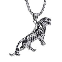 Stainless Steel Jewelry Necklace, 304 Stainless Steel, Tiger, polished, fashion jewelry & for man, original color, 62x32x11mm, Length:23.60 Inch, Sold By PC