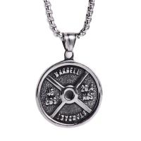 Stainless Steel Jewelry Necklace, 304 Stainless Steel, Round, fashion jewelry & Unisex, original color, 34x34mm, Length:23.62 Inch, Sold By PC