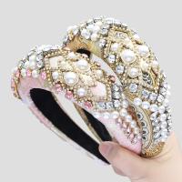 Hair Bands, Cloth, with ABS Plastic Pearl, fashion jewelry & for woman & with glass rhinestone & with rhinestone, more colors for choice, Sold By PC