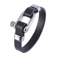 PU Leather Bracelet with Stainless Steel fashion jewelry & for man black nickel lead & cadmium free Sold By PC
