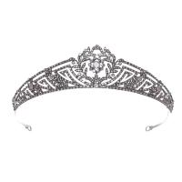 Tiaras, aleación de zinc, Corona, chapado, para mujer & con diamantes de imitación, plateado, 145x40mm, Vendido por UD