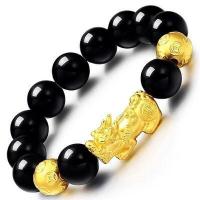 Gemstone Bracelets Brass with Obsidian & Agate Fabulous Wild Beast plated for couple Length 18 cm Sold By PC