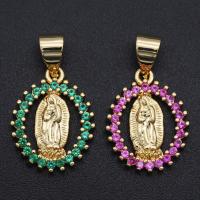 Cubic Zirconia Micro Pave Brass Pendant, Virgin Mary, plated, DIY & micro pave cubic zirconia, more colors for choice, 19.40x11.90mm, Sold By PC