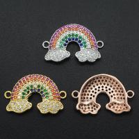 Cubic Zirconia Micro Pave Brass Connector Cloud plated rainbow design & DIY & micro pave cubic zirconia Sold By PC