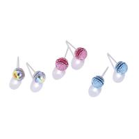 Crystal Earrings, 925 Sterling Silver, with Crystal, Round, plated, fashion jewelry & for woman, more colors for choice, 18x7mm, Sold By Pair