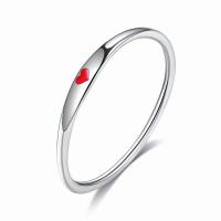 Solidny srebrny pierścień, 925 Srebro, Platerowane platyną, dla obu płci & z serca wzór & różnej wielkości do wyboru & emalia, dostępnych więcej kolorów, rozmiar:6-10, sprzedane przez PC