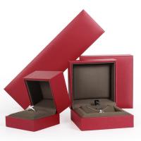 Smycken Gift Box, Konstläder Papper, med Microfiber PU & Velveteen, olika storlek för val, röd, 5PC/Lot, Säljs av Lot
