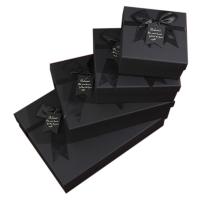 Κοσμήματα Gift Box, Χαρτί, με Χαρτόνι, διαφορετικό μέγεθος για την επιλογή & με διακόσμηση κορδέλα bowknot, μαύρος, 5PCs/Παρτίδα, Sold Με Παρτίδα