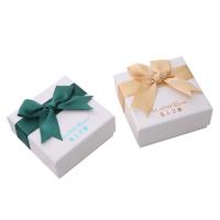 Κοσμήματα Gift Box, Χαρτί, με Χαρτόνι, με διακόσμηση κορδέλα bowknot, περισσότερα χρώματα για την επιλογή, 75x75x35mm, 10PCs/Παρτίδα, Sold Με Παρτίδα