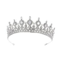 Bridal Tiaras Zinc Alloy Crown platinum color plated micro pave cubic zirconia & for woman & with rhinestone Sold By PC