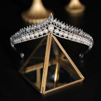 Tiaraer, Rhinestone, med Plastic Pearl & Zinc Alloy, Crown, for kvinde & med rhinestone, sølv, 306x40mm, Solgt af PC