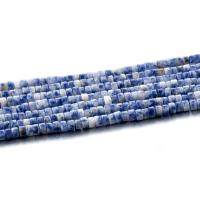 Blue Speckle Stone Abalorio, Redondo aplanado, pulido, azul, 2x4mm, Vendido para aproximado 15.35 Inch Sarta