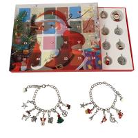 lega in zinco Set braccialetto fai-da--, Design natalizio & smalto & con strass, multi-colore, 170x250x15mm, Venduto da set