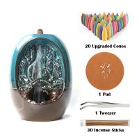 Backflow Incense Burner, Porcelain, plated, for home and office & durable, 120x155x103mm, Sold By PC